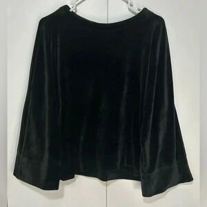 DKNY Sport Women Medium Black Velvet Pullover Kimono Sleeve Slightly Cropped